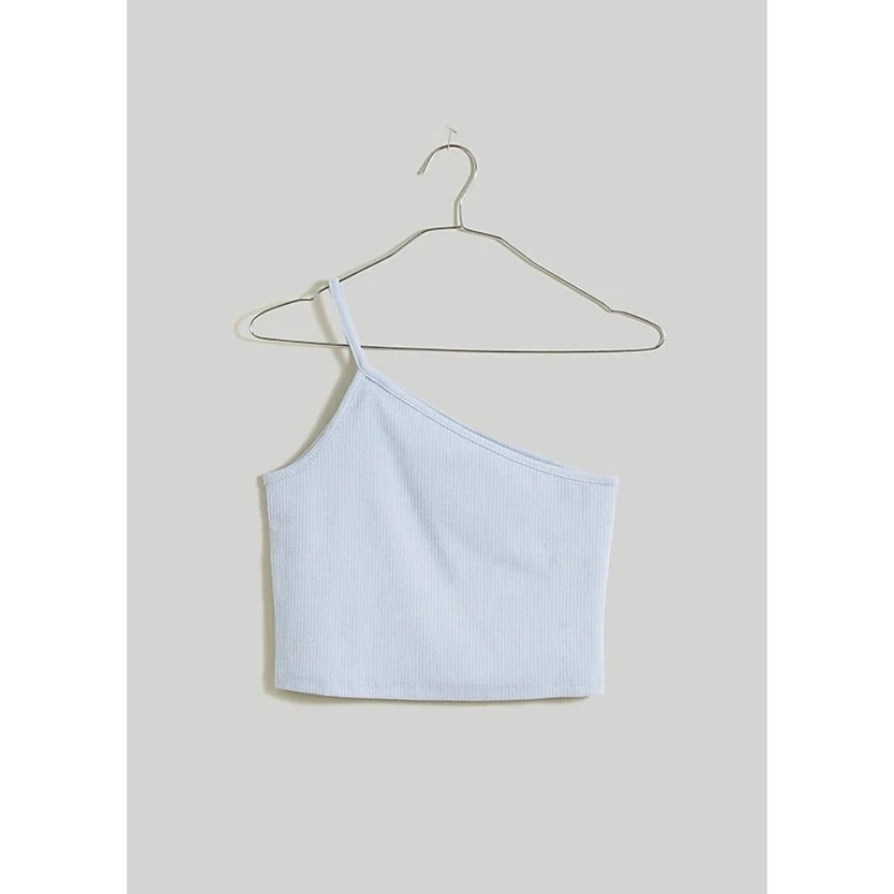 Madewell $35 One Shoulder Crop Tank in Sleekhold Distant Peri Size XS NL392\